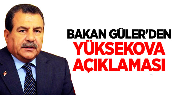 Güler'den Yüksekova Açıklaması